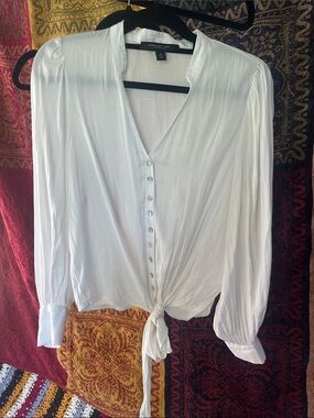 White button up & tie blouse top